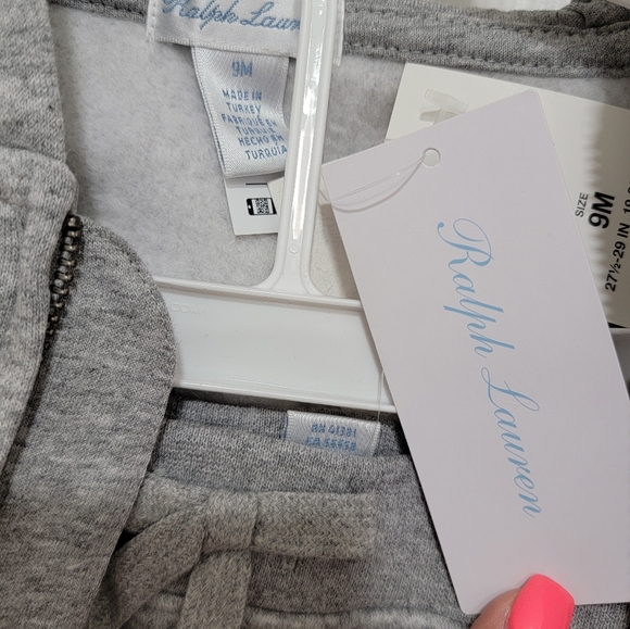 Kids Polo Sweat Suit, Grey, 9 Months - Picture 5 of 6